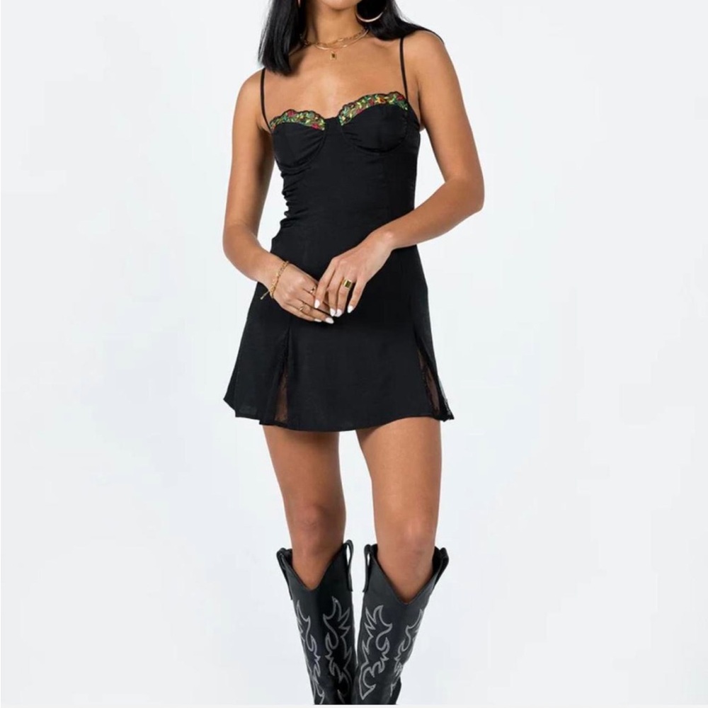NWT Princess Polly Floreto Mini Dress Black